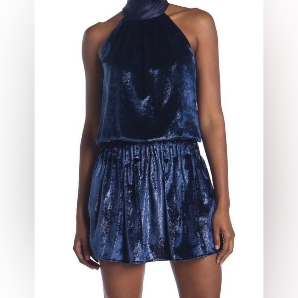 Ramy Brook Lori Metallic Velvet Sleeveless Mini Dress